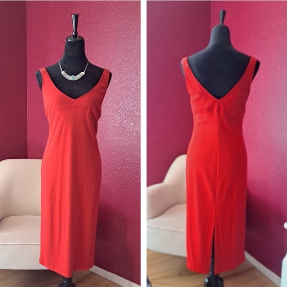 COPY - Moda International Casual Red Dress Rhinestone Straps Women's Size Medium - Picture 1 of 9